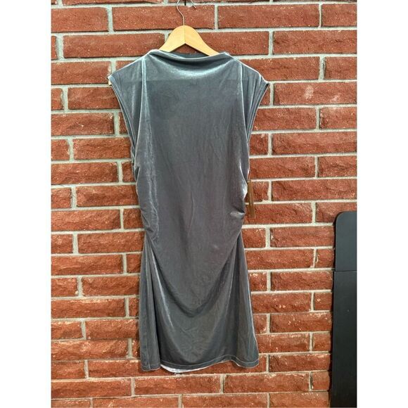 Reformation Alden Knit Shift Dress, Silver Velvet - Picture 2 of 10